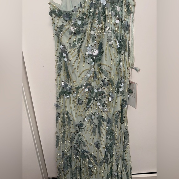 NWT Mac Duggal 94151 Sage Green Embellished One Shoulder Trumpet Gown Size 12 - Picture 12 of 17
